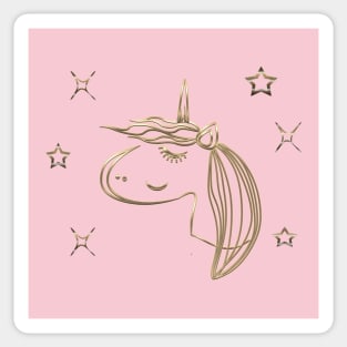 Gold Unicorn Party Sticker